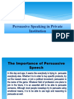 Persuasive Speaking in Private Institution