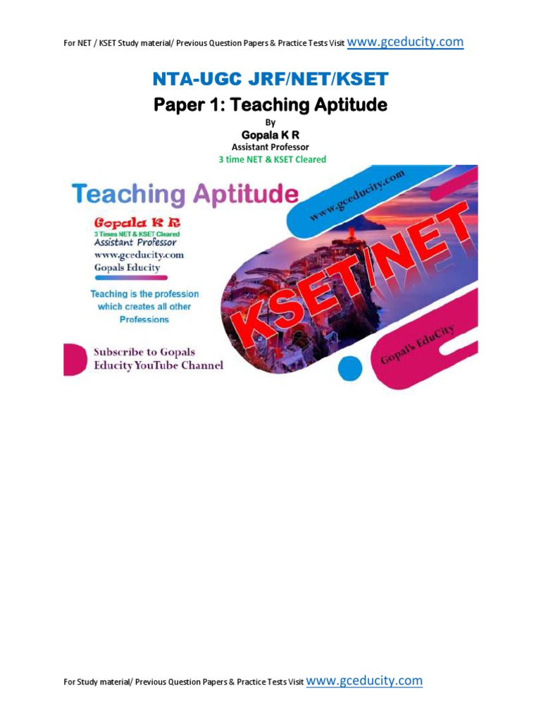 KSET Paper 1 Teaching Aptitude Guide | PDF