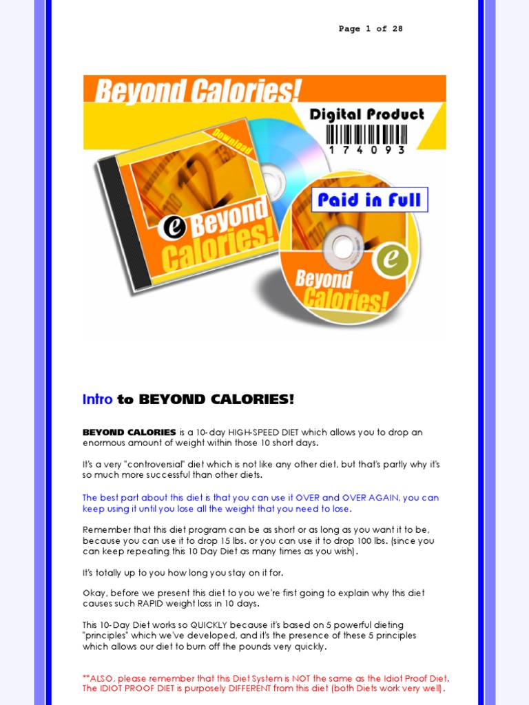 Beyond Calories PDF Meal Dieting