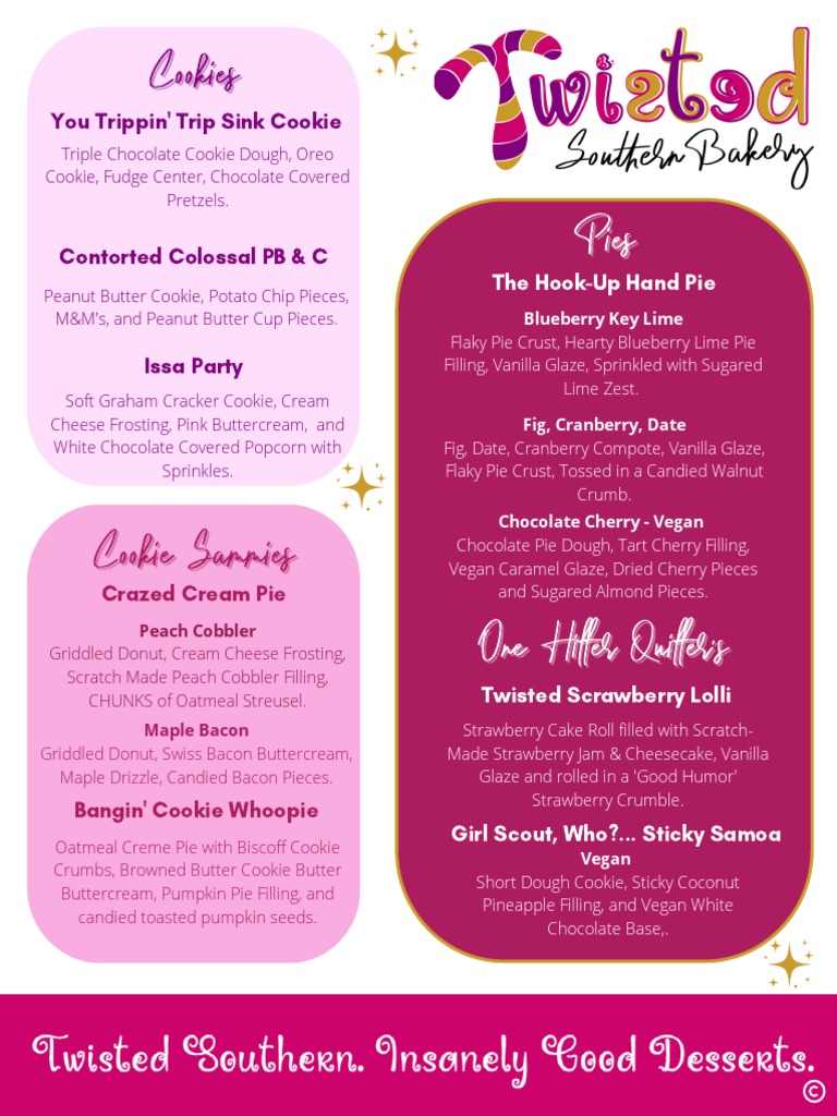 Unique Cookie Creations Menu | PDF | Cakes | Baked Goods
