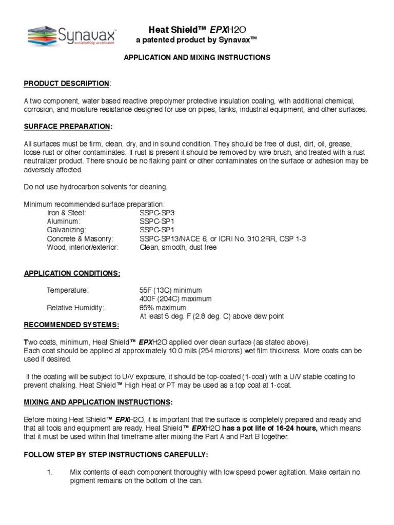 HeatShield EPX H20 APPLICATION GUIDE | PDF | Rust | Water