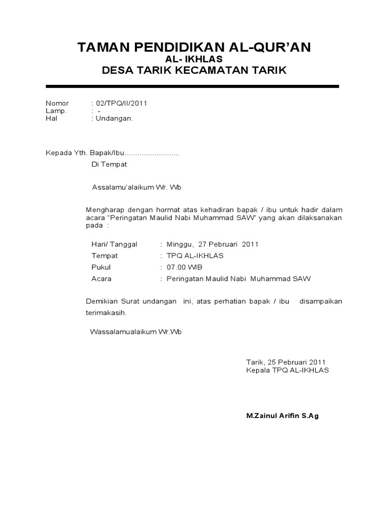 undangan Maulid Nabi