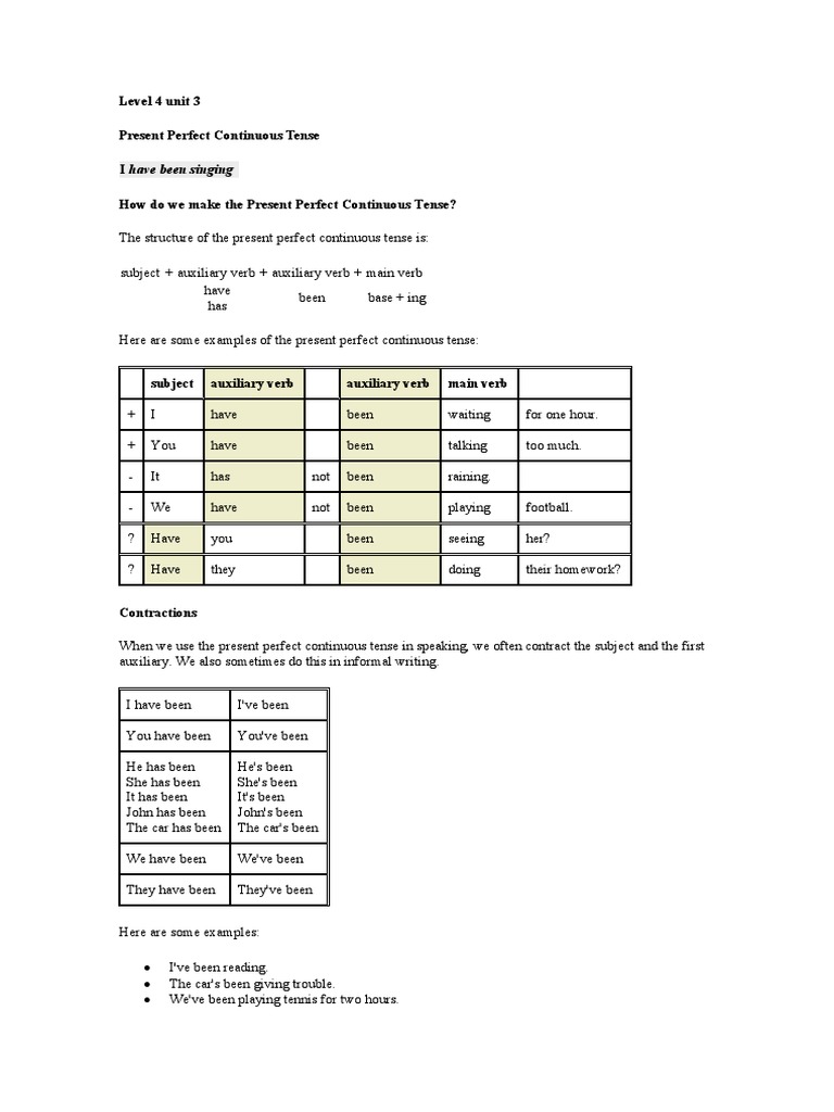 Present Perfect Continuous Tense Guide | PDF | Verb | Human Communication