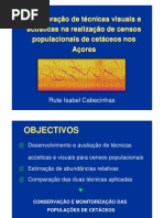 Comparação de técnicas visuais e acústicas na realização de censos populacionais de cetáceos nos Açores. 