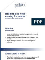 Reading and Note-Making For Exams: Academic Skills Enhancement
