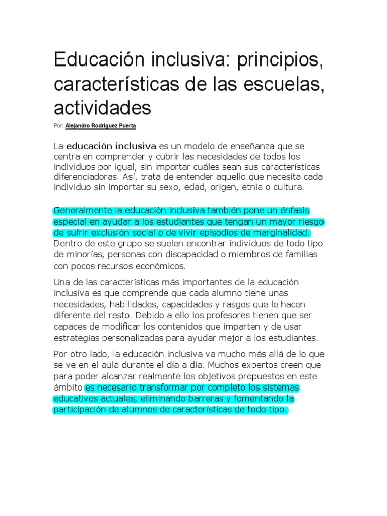 Educación Inclusiva | PDF | Invalidez | Exclusión social
