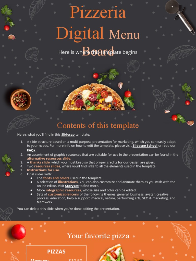 Pizzeria Digital Menu Board by Slidesgo | PDF | Planets | Solar System