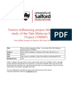 Factors Influencing Project Delay: A Case Study of The Vale Malaysia Minerals Project (VMMP)