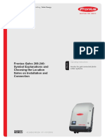 Fronius Galvo 208-240: Symbol Explanations and Choosing The Location Notes On Installation and Connection