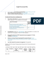 Sample Procurement Plan: Stated in Appendix 1 To The Guidelines For Procurement