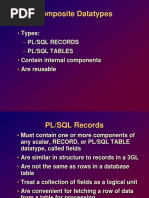 Composite Datatypes: Types: PL/SQL Records PL/SQL Tables Contain Internal Components Are Reusable