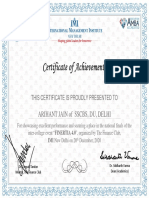 Arihant Jain of SSCBS, Du, Delhi: This Certificate Is Proudly Presented To