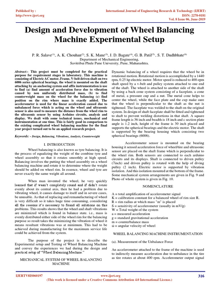 Wheel Balancing Machine Design Overview | PDF | Accelerometer | Machines