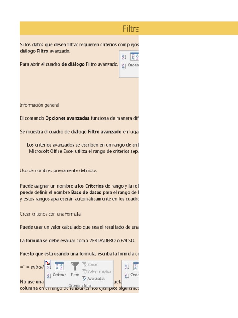 1 Plantillas Filtros Avanzados | PDF | Hoja de cálculo | Vehículo