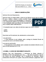 E-mails de pré-matrícula para colégio Galileu