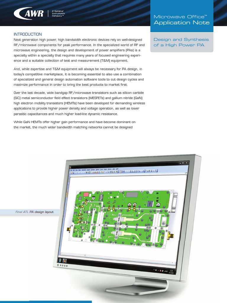 AWR. Design and Synthesis of A High Power PA | PDF | Amplifier ...