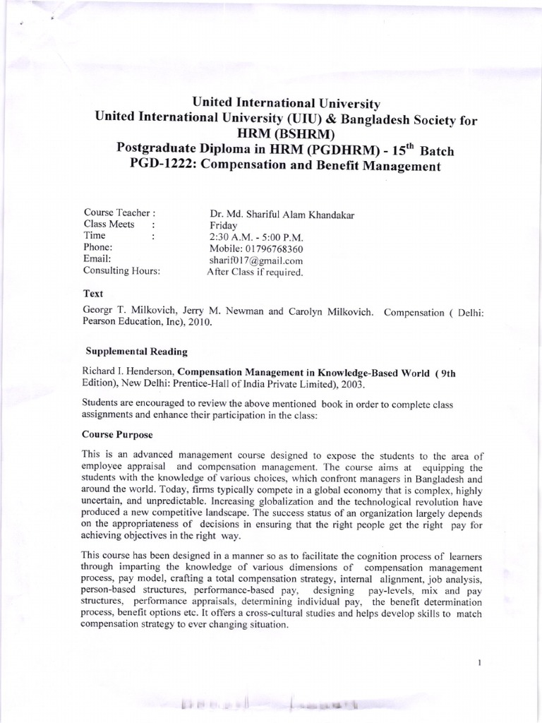 PGDHRM Course on Compensation Management | PDF | Strategic Management ...
