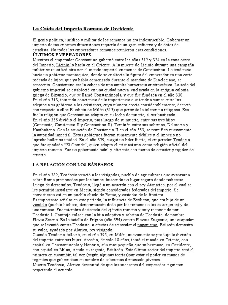Caída del Imperio Romano de Occidente | PDF | imperio Romano | imperio ...