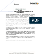 05-09-21 Confirma Secretaría de Salud 21 defunciones y 402 nuevos casos  por COVID-19 en Sonora