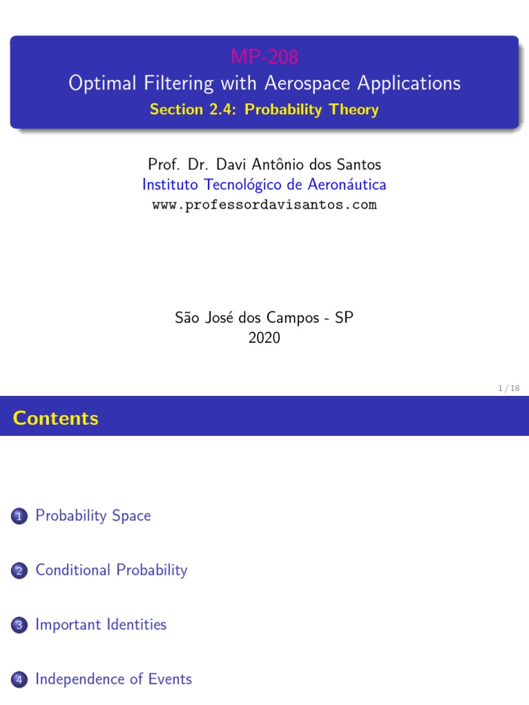 Optimal Filtering With Aerospace Applications: Section 2.4: Probability ...