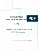 Presupuesto Analítico de Personal - PAP 2003 - Municipalidad Provincial de Barranca