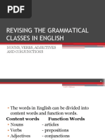 Revising The Grammatical Classes in English: Nouns, Verbs, Adjectives and Conjunctions