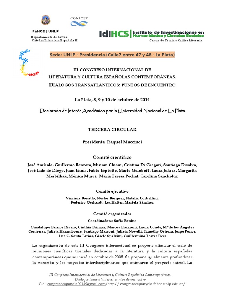Congreso Internacional de Literatura 2014 | PDF