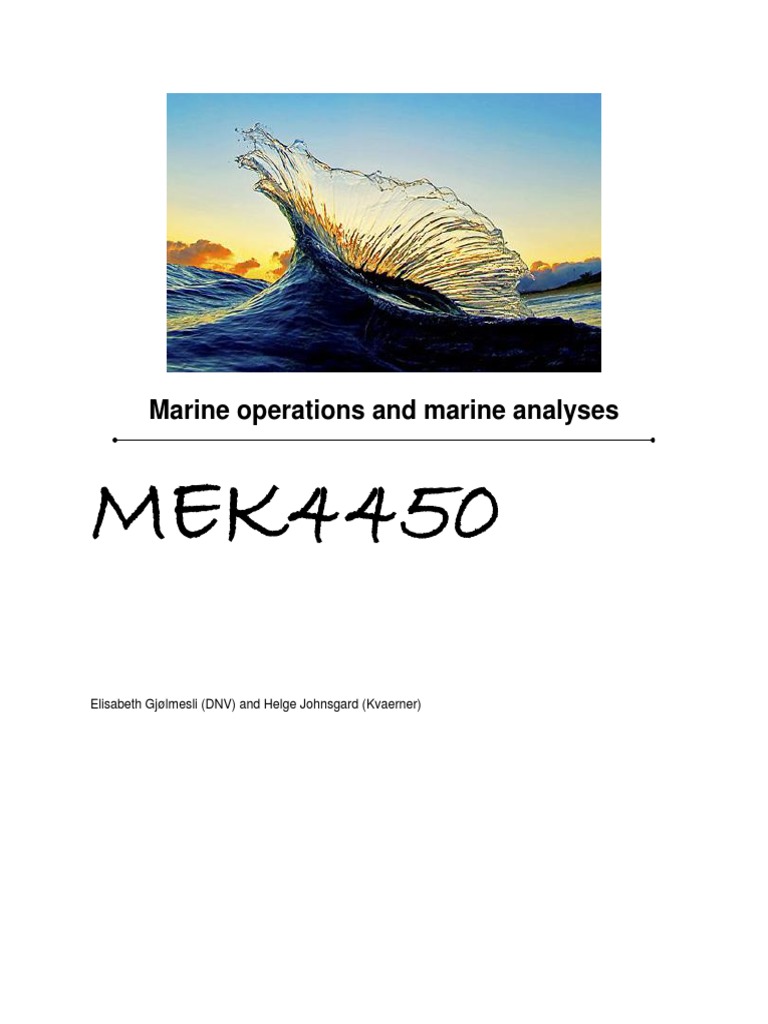 Offshore Installations Marine Operations And Marine Analysis Pdf