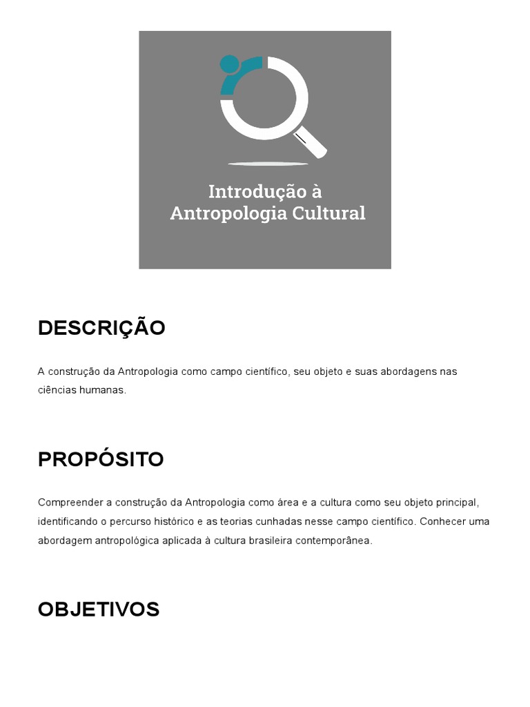 A construção da Antropologia e seu objeto de estudo | PDF | Sociologia ...