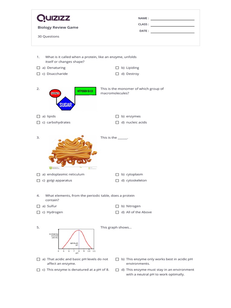 Biology Review Game Print Quizizz PDF Cell (Biology