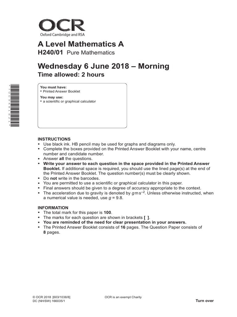 Question Paper Pure Mathematics | PDF | Equations | Mathematics