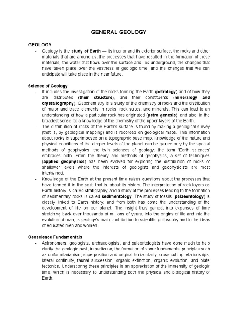 General Geology Summary Group 1 | PDF | Geology | Rock (Geology)