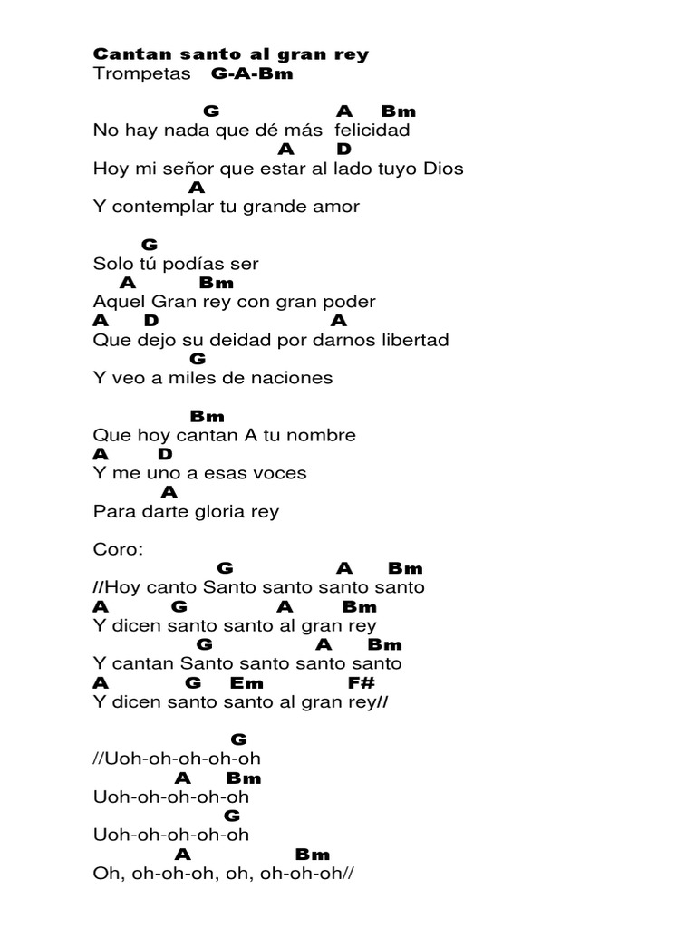 Santo al Gran Rey: Letra y Acordes | PDF