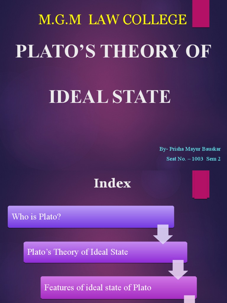 M.G.M Law College Plato'S Theory of Ideal State PDF Plato Justice