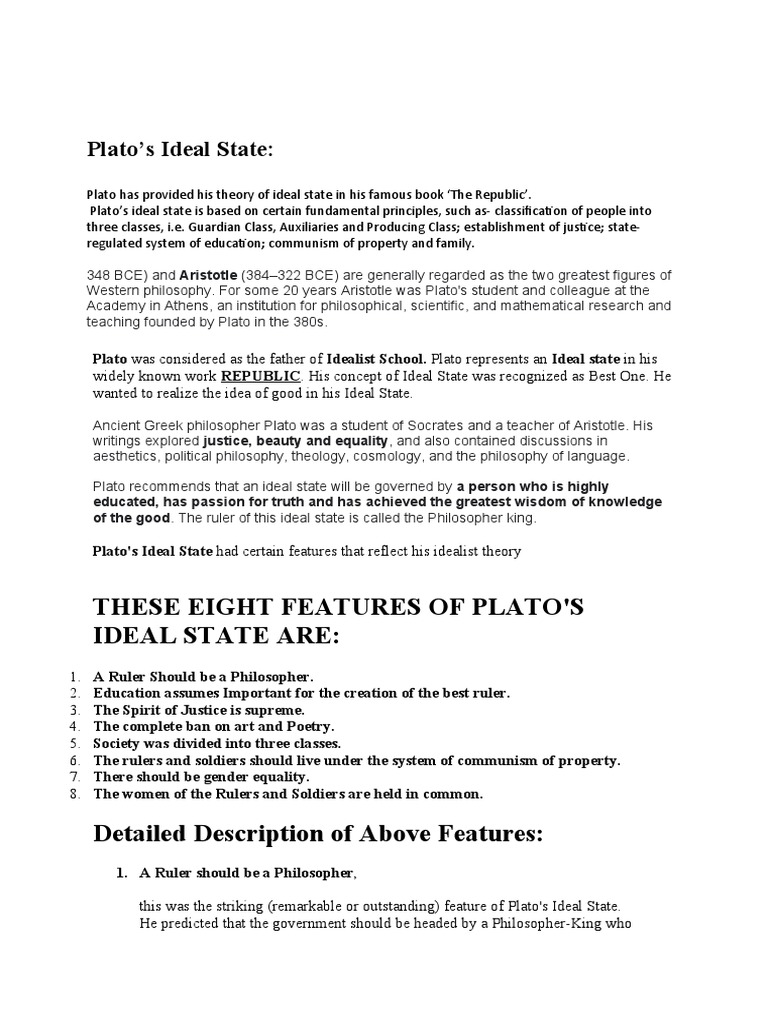 BLS 1st Yr (1) Plato Ideal State PDF Plato Niccolò Machiavelli