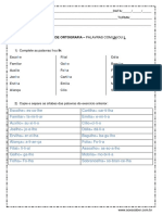 Atividade de Ortografia Palavras Com L e LH Respostas