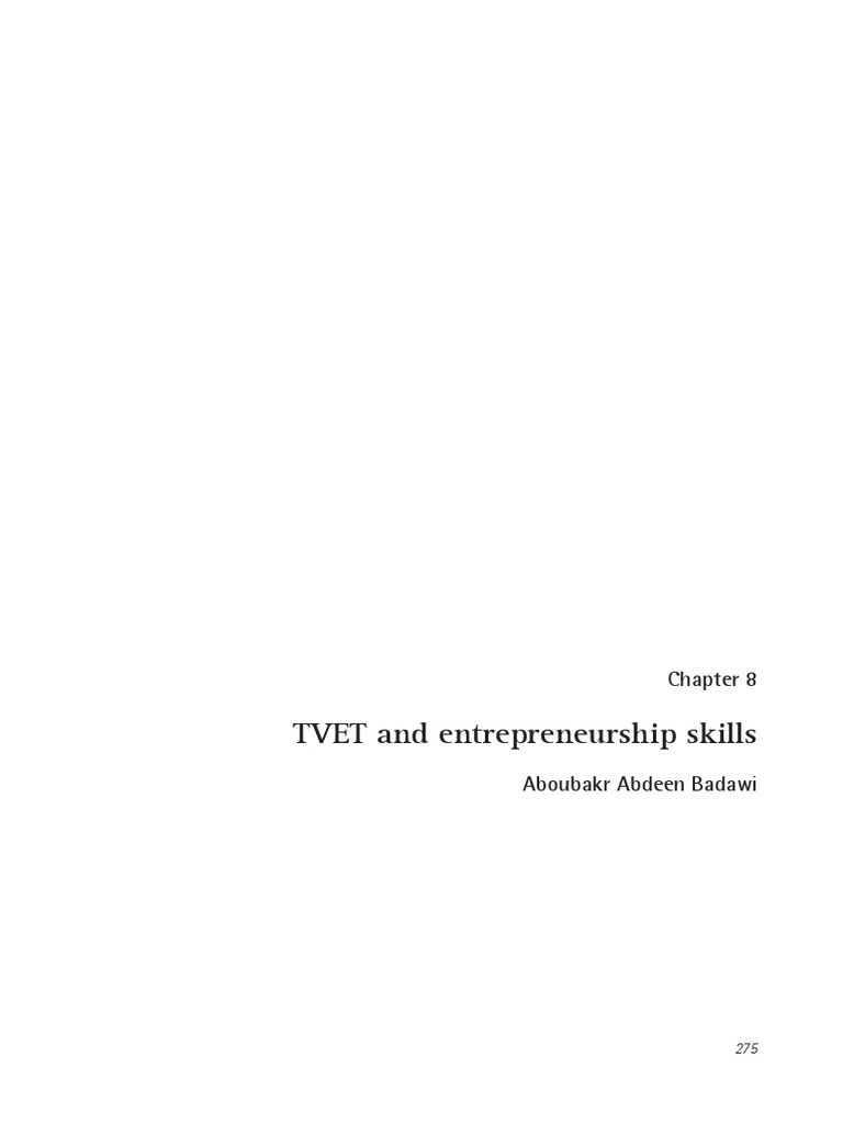 TVET and Entrepreneurship Skills Overview | PDF | Entrepreneurship ...