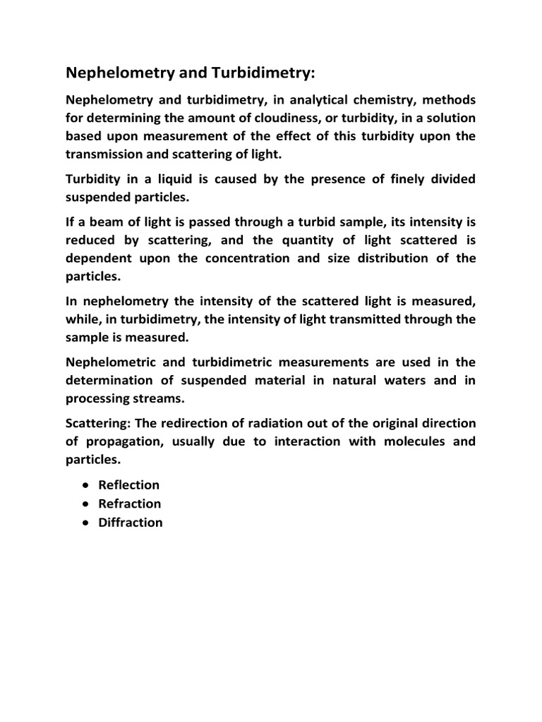 Nephelometry and Turbidimetry M.SC PDF Chemistry Applied And