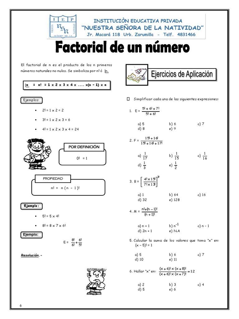 Problemas y Ejercicios de Factoriales | PDF | Matemáticas | Teoría de ...