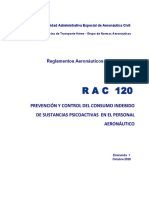 RAC 120 - Prevención, Control, Consumo Sustancias Psicoactivas Personal Aeronáutico