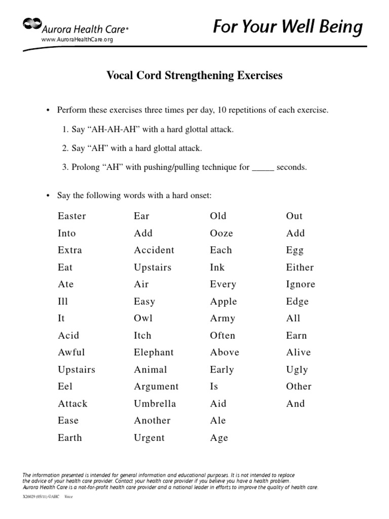 Vocal Cord Strengthening Exercises X26029 (05/11) ©AHC Voice PDF