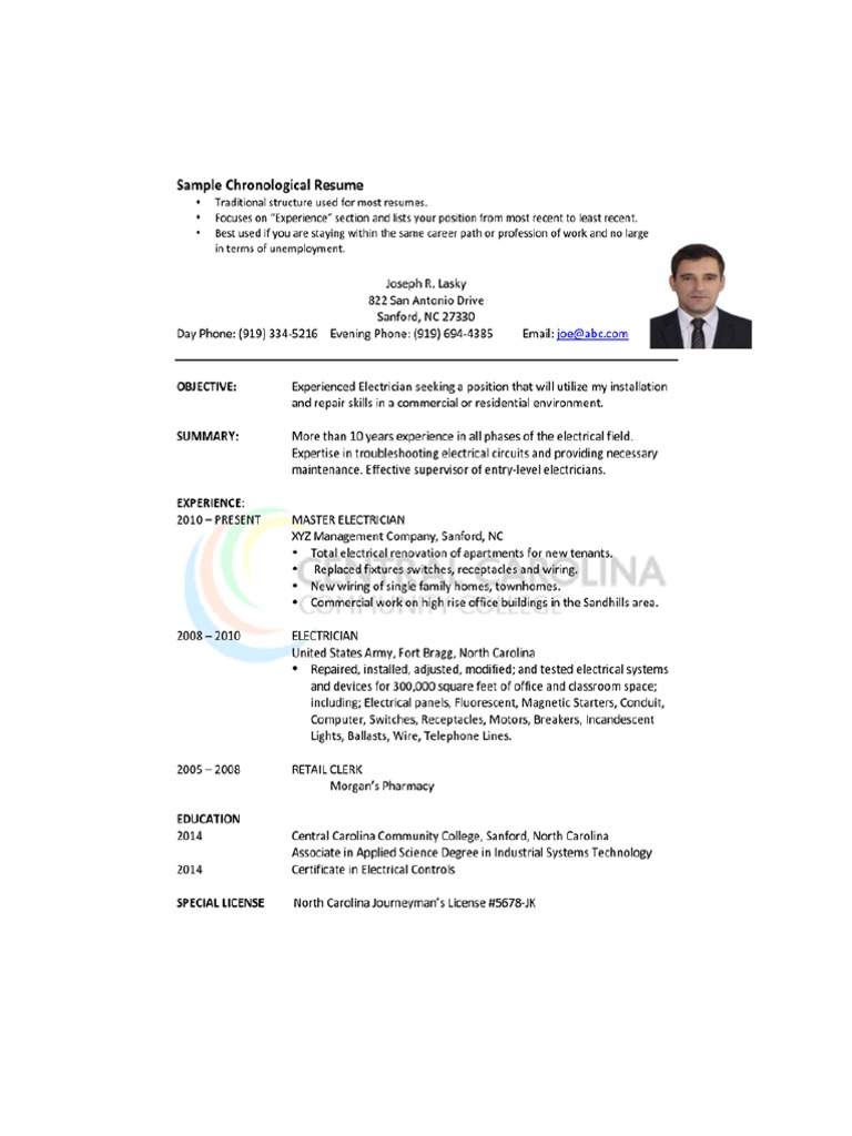 Chronological Resume Sample Format | PDF