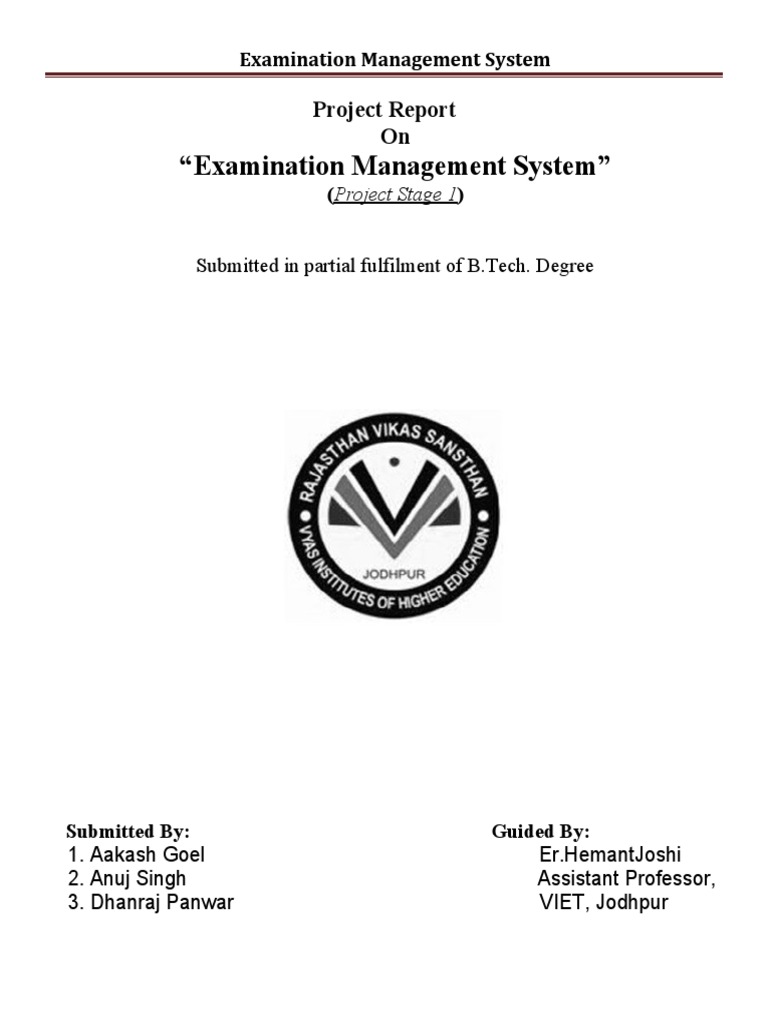 Examination Management System Report | PDF | Usability | User (Computing)