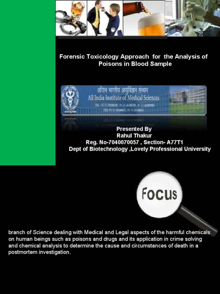 Forensic Toxicology Approach For The Analysis of Poisons in Blood Sample PDF Thin Layer