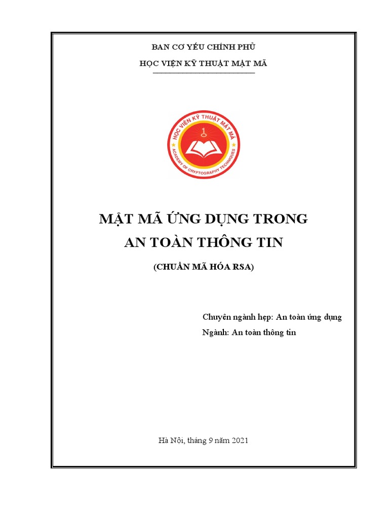 Nhóm 04-Đề Tài Chuẩn Mã Hóa RSA | PDF