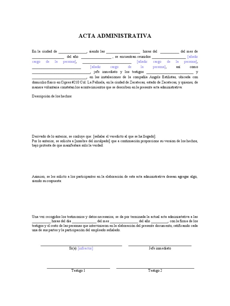 Formato Acta Administrativa | PDF