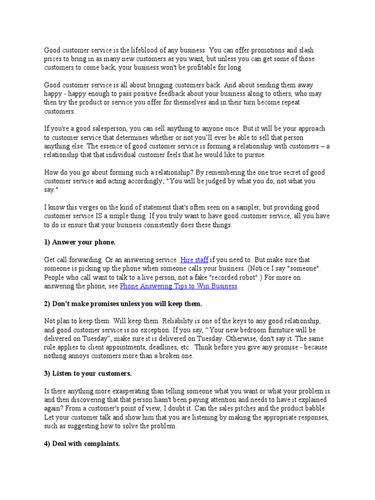 The Importance of Customer Service | PDF | Sales | Promotion (Marketing)