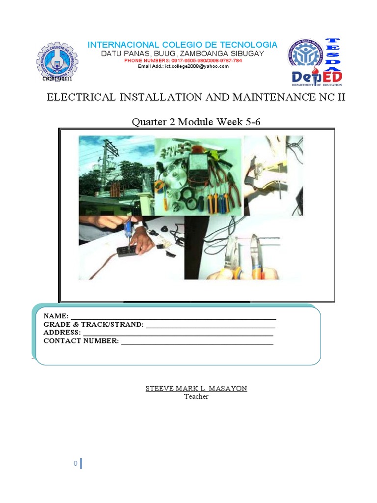 Electrical Installation and Maintenance NC Ii Quarter 2 Module Week 5-6 ...