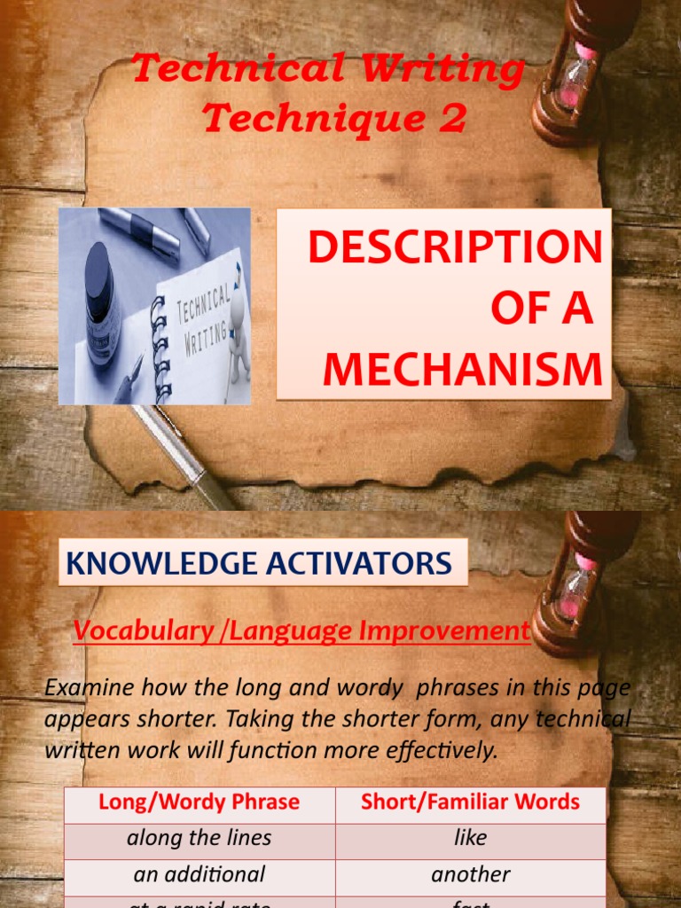 T. Writing Technique No. 2 Description of A Mechanism Part 1 | PDF ...