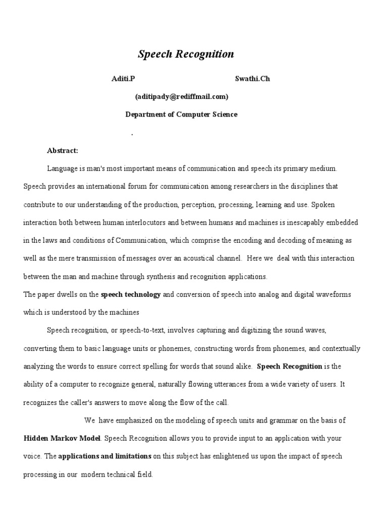 Speech Recognition Technology Overview | PDF | Speech Recognition ...